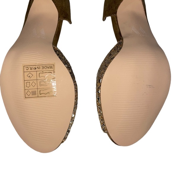 Vanessa Wu Diane camel and gold peep-toe pumps Women’s Heels Size 36 or US 6 NWT - Picture 5 of 16